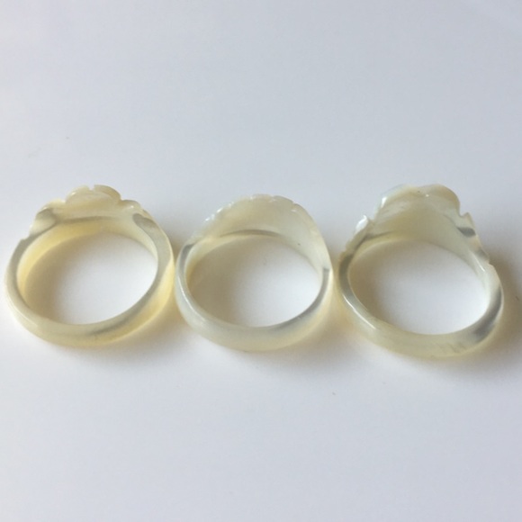3 Rings Vintage Carved Abalone Shell Bundle Gift - Picture 4 of 8